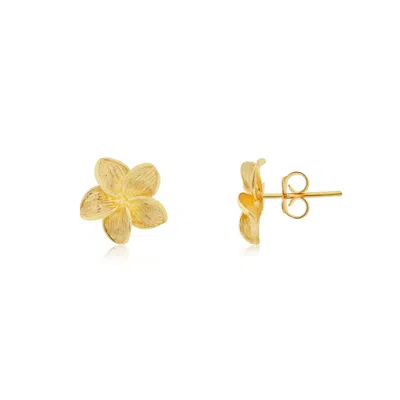 The Lovery Gold Tropical Flower Stud Earrings In Gold