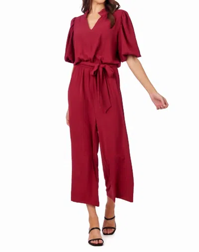 Mudpie Annalise Jumpsuit In Berry In Red