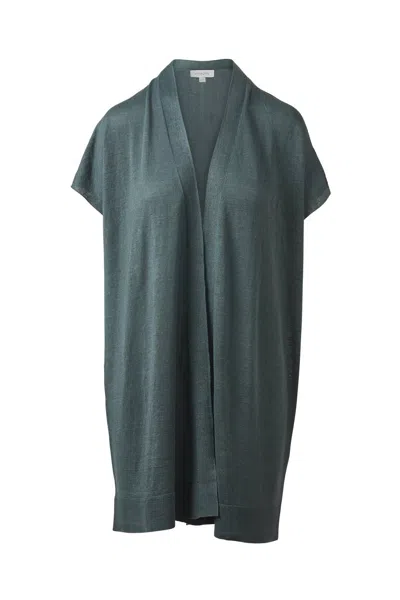 Kinross Long Sleeveless Cardigan In Laurel In Green