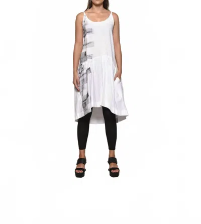 Simply Mila Linen Peplum Dress In White/strokes In White
