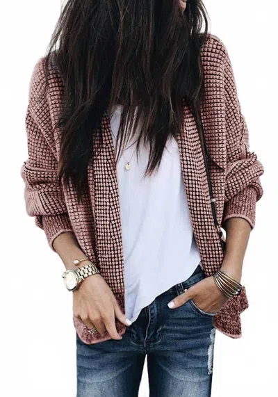 Lovesoft Waffle Cardigan In Pink In Pink