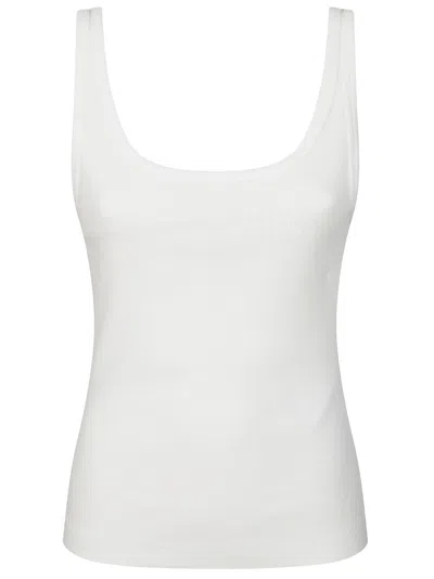 Mm6 Maison Margiela Mm6 By Maison Margiela Fitted Ribbed Tank Top With Scoop Neckline In White