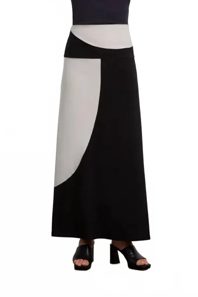 Sympli Colour Block A-line Skirt In Sand/black In Black