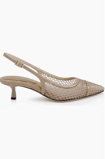 L Agence Pointed Toe Sling Back Pumps In Cappuccino Mesh In Multi