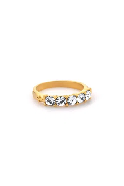 French Kande Cinq Austrian Crystal Ring In Gold In Gold