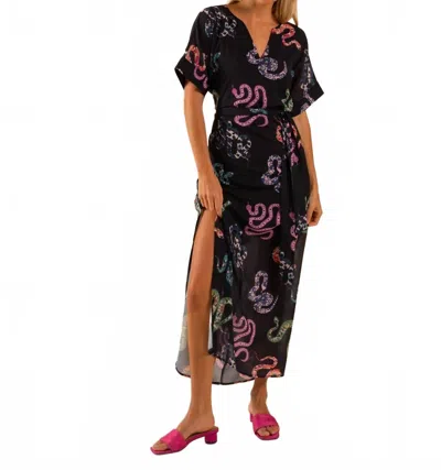 Care Tucker Beatrice All Over Snake Pattern Kaftan Dress In Multicolor In Black
