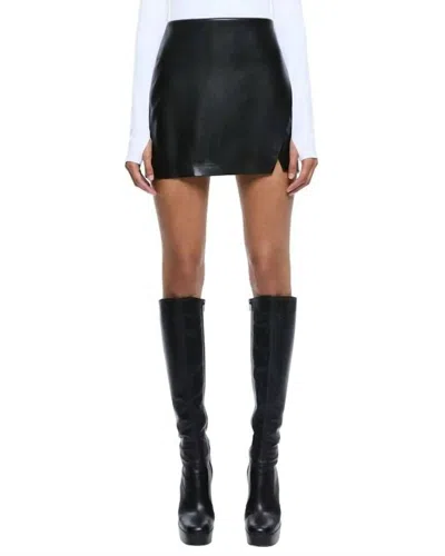 Alice And Olivia Siobhan Vegan Leather Wrap Mini Skirt In Black