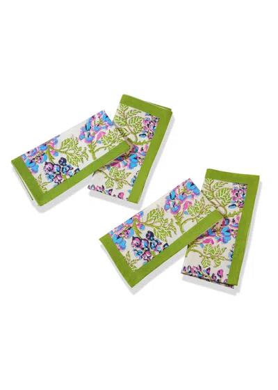 Tiramisu Bluebell Symphony Block Print Cotton Napkins