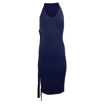 David Koma David Coma Belt Wrap Midi Dress In Navy Blue Polyester In Blue