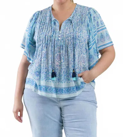 Sal Rosa Neo Floral Blouse - Plus In Glory Blue In Blue