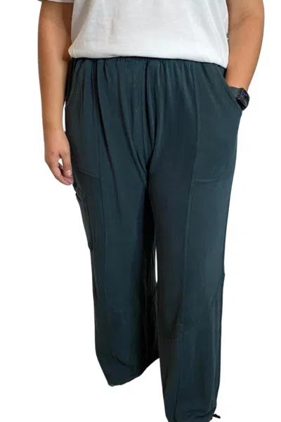 Easel Women's Mineral Washed Brushed Hacci Joggers In Teal Green In Black
