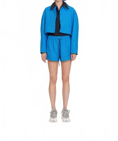 Maison Rabih Kayrouz Tweed Pull On Shorts In Curacao Blue In Blue