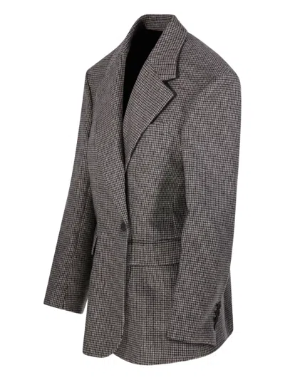 P.a.r.o.s.h Checked Pattern Front Pockets Long Sleeves In Gray