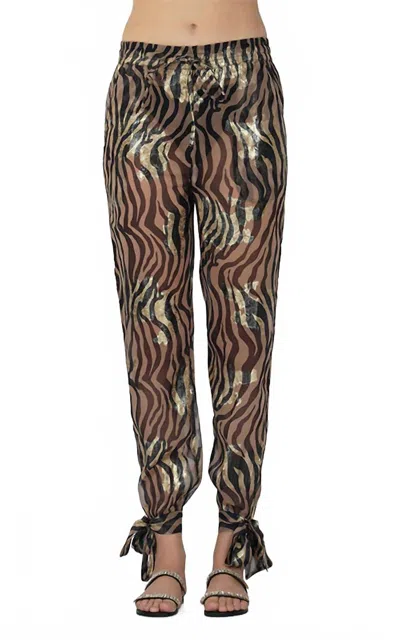 America & Beyond Zebra Print Pant In Gold/black In Animal Print