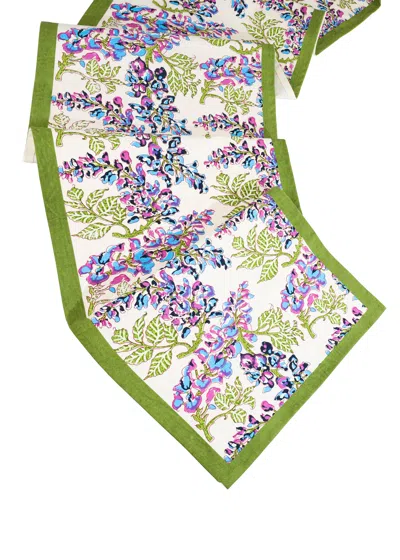 Tiramisu Bluebell Symphony Block Print Cotton Table Runner
