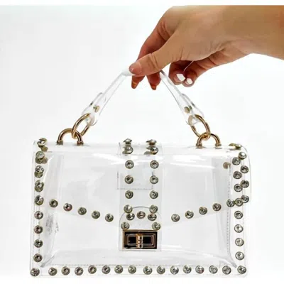 H & D Accessories Women's Crossbody Bag With Gold Rhinestone Studs In Clear In Multi