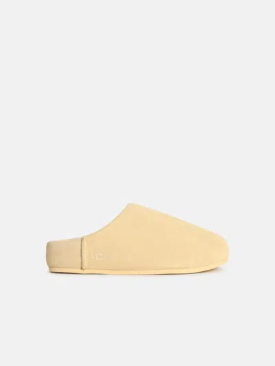 Ugg 'elea Slip-on' Cream Leather Slippers In White