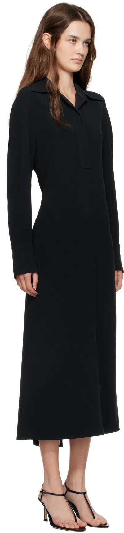 Victoria Beckham Women Black Long Sleeve Polo Collar Midi Dress, Xs Luxury Dresses For Women Darveys