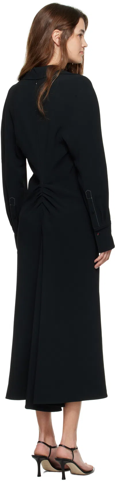 Victoria Beckham Women Black Long Sleeve Polo Collar Midi Dress, Xs Luxury Dresses For Women Darveys