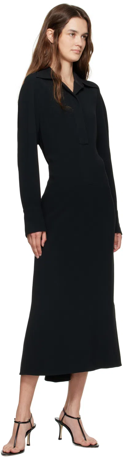 Victoria Beckham Women Black Long Sleeve Polo Collar Midi Dress, Xs Luxury Dresses For Women Darveys