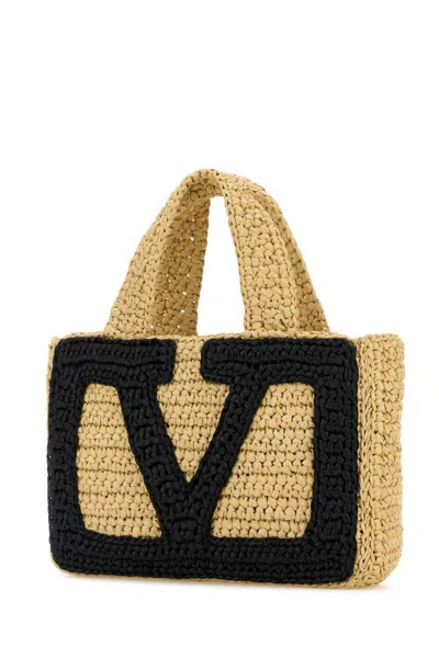 Valentino Garavani Viva Superstar Crochet Small Tote Bag In Neutral