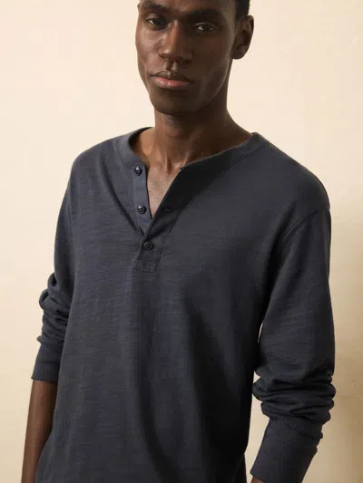 Faherty Sunwashed Slub Henley T-shirt In Blue