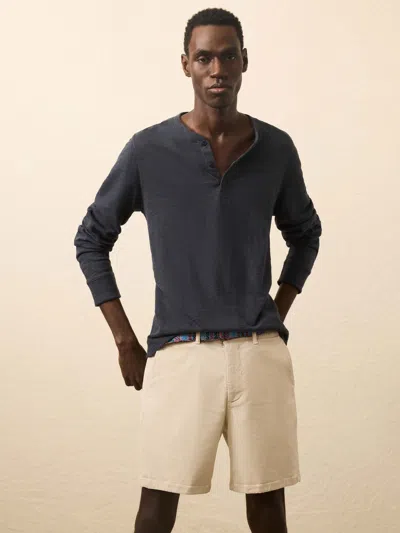 Faherty Sunwashed Slub Henley T-shirt In Blue