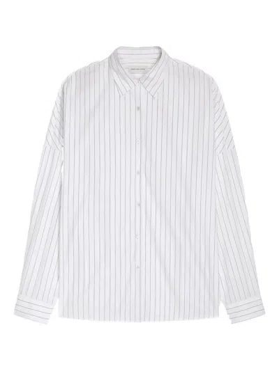 Dries Van Noten Pinstripe Button-down Shirt In Soft Viscose-cotton Blend In White