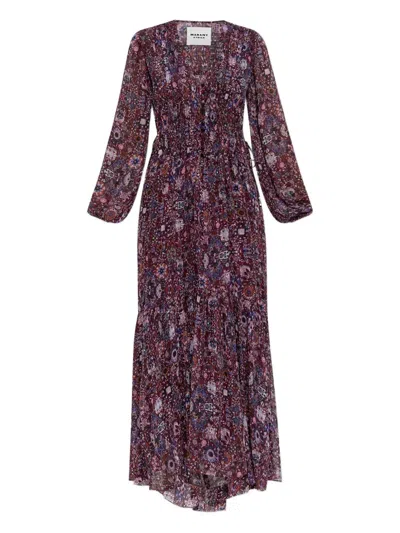 Isabel Marant Étoile Isabel Marant Etoile Briane Long Printed Crepe Dress In Purple