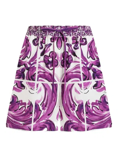 Dolce & Gabbana Majolica-print Poplin Shorts In Multi