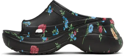 Balenciaga Black Crocs Edition Floral Pool Slides