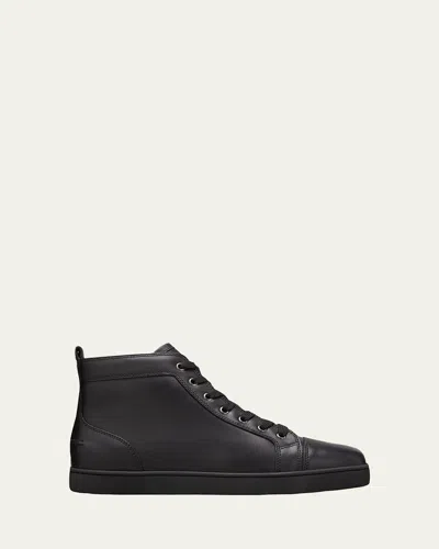 Christian Louboutin Louis Leather High-top Sneakers In Black