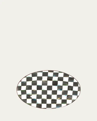 Mackenzie-childs Mackenzie Childs Courtly Check Medium Enameled Steel Oval Platter