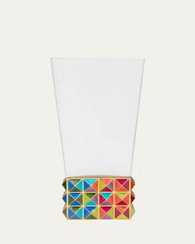Jay Strongwater Rainbow Pyramid Vase In Multi