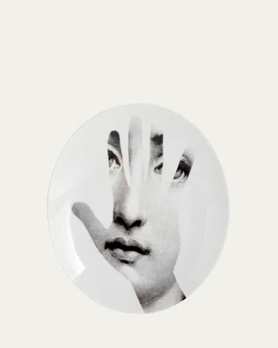 Fornasetti Tema E Variazioni N. 15 Face In Hand Wall Plate In Black/white