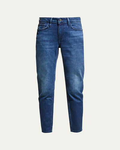 Lafayette 148 High Rise Straight Ankle Reeve Ital. Heritage Denim In Faded Skyline In Empire Indigo