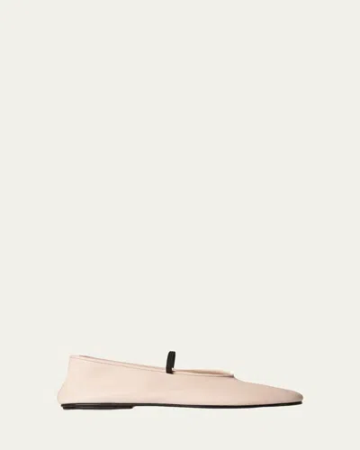 The Row Nappa Leather Ballet Slippers In Milk