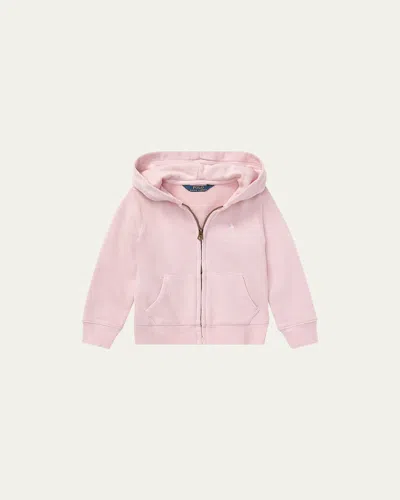 Polo Ralph Lauren Kids Sweat Jacket For Girls In Hint Of Pink