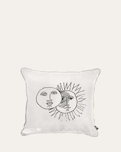 Fornasetti Solitudo Silk Cushion In Black/white
