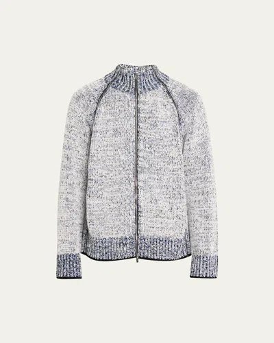 3.1 Phillip Lim Men's Marled Full-zip Cardigan Sweater In Antwht Multi