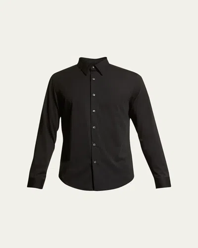 Theory Sylvain Mens Poplin Tab Collar Button-down Shirt In Black