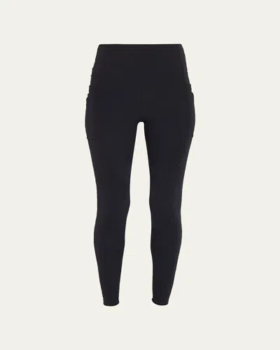 Blanc Noir Directional Rib Leggings In Black