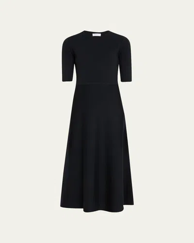 Gabriela Hearst Seymore Knit Midi Dress In Black Merino Wool Cashmere In Black
