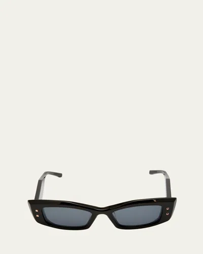 Valentino Quattro Acetate & Titanium Cat-eye Sunglasses In Black Rose