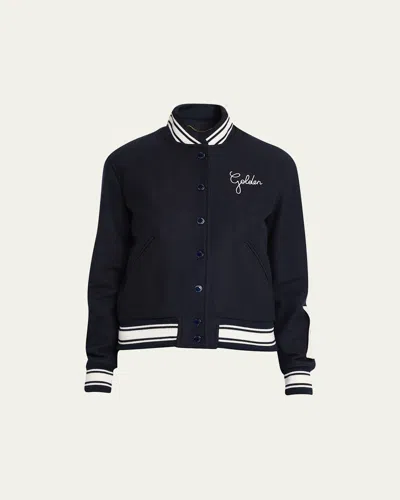 Golden Goose Golden Wool Bomber Jacket In Blue