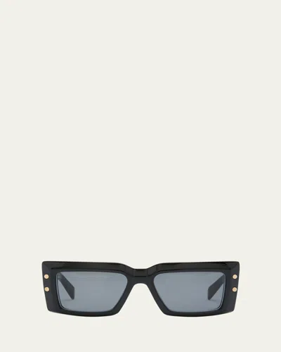 Balmain Imperial Rectangular Chain Sunglasses In Blk-gld