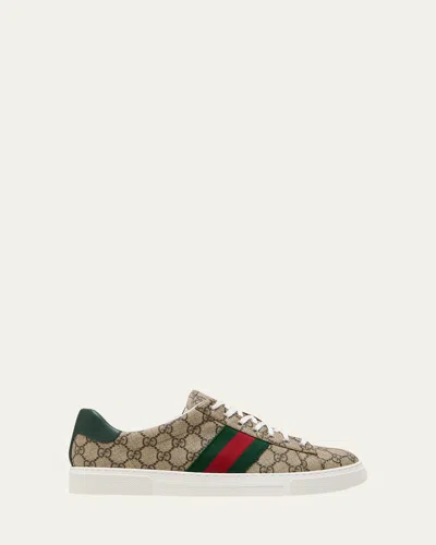 Gucci Men Ace Supreme Gg Fabric Low-top Sneakers In Multi