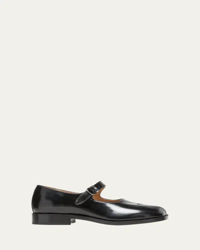 Maison Margiela Bovine Leather Mary Jane Pumps With Sheepskin Detailing And Elegant Buckle Closure In Black