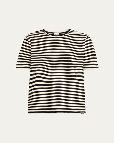 Kule The Modern Long-sleeve Tee In Cream/navy In Blackcream