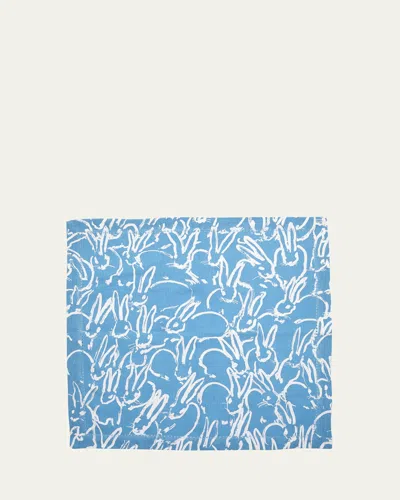 Hunt Slonem Fluffle Khadi Printed Linen Placemat In Blue